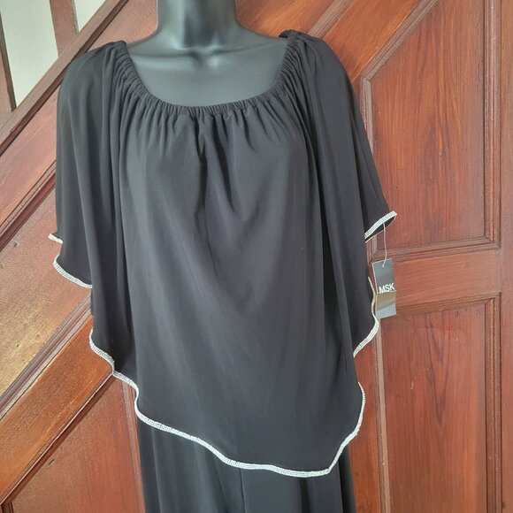 MSK Black RhinestoneTrim Jumpsuit Pantsuit size M NWT - Picture 2 of 9